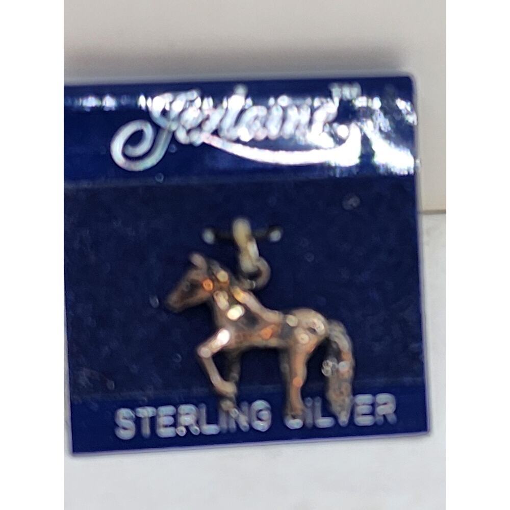 Vintage Horse Charm Pendant Equestrian Sterling Silver Jezlaine 3d Figural NOS